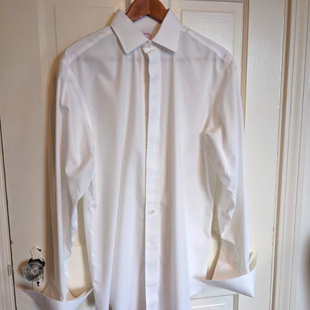 Brooks Brothers 346 Men's Dress Shirt - French Cuffs - White - Size 15-34